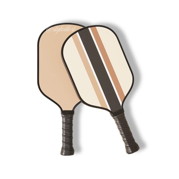 CB2 Neutral Stripe Pickleball Paddles Set of 2 New - Picture 1 of 4